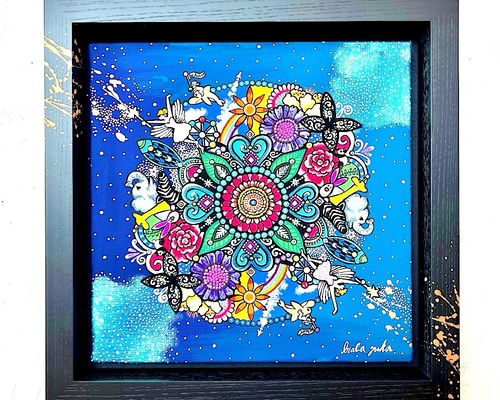 手描き絵画 「宇宙に浮かぶ曼荼羅」 アクリル画 絵画 inabayuka 通販