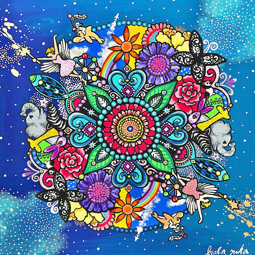 手描き絵画 「宇宙に浮かぶ曼荼羅」 アクリル画 絵画 inabayuka 通販