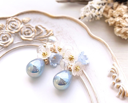 1071C パール 大ぶり タッセル ハンドメイド ピアス イヤリング 1071C