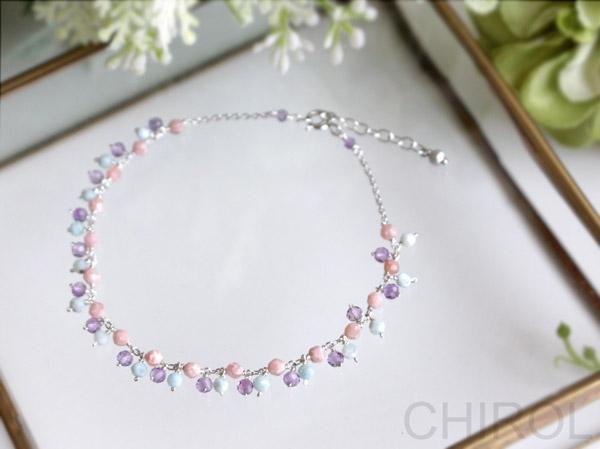 ラリマー・インカローズ・ピンクアメジスト の ブレスレット/ SV925