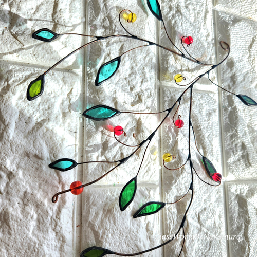 ガラスの枝 母の日 ステンドグラス インテリア雑貨 窓飾り 壁掛 けサン