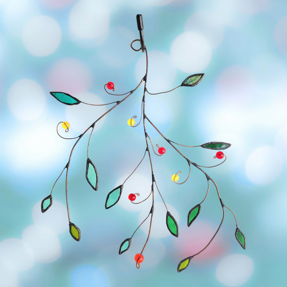 ガラスの枝 母の日 ステンドグラス インテリア雑貨 窓飾り 壁掛 けサン