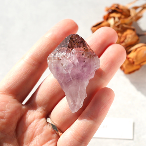 ゲーサイトインアメジスト ポイント 原石 単結晶 希少 紫水晶 鉱物