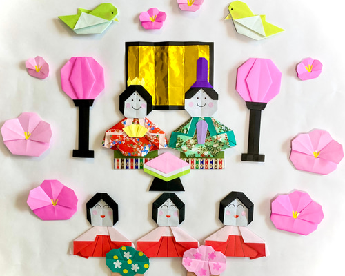 どんちゃんページ(折り紙 桜 2種60枚 雛飾り16セット ハンドメイド) 2b7fa0f5a17815e298a40120a61f0a
