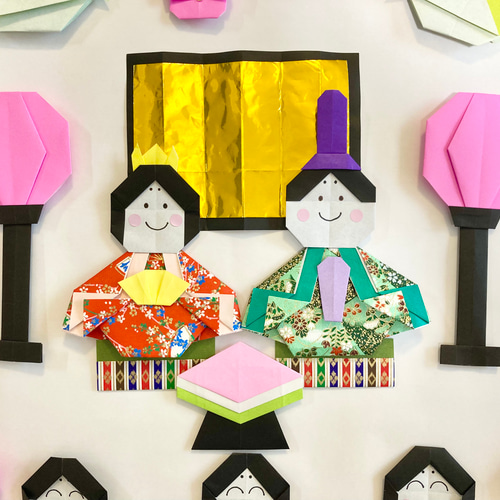 折り紙 ひなまつり 桃の節句 壁面飾り PART2（橘、桜&うぐいす