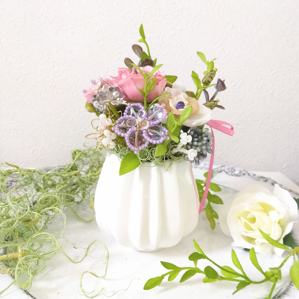 ビーズフラワー】アレンジメント＊アーティフィシャルフラワー＊チェコ