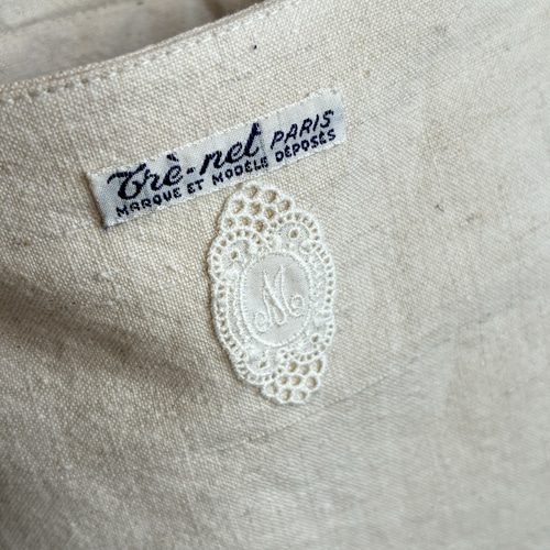 アンティークリネンとレースのショルダーポーチ ショルダー