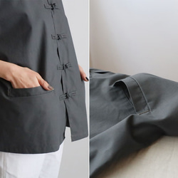 ⁂ラスト１　花ボタン　スタンドカラー　シャツ　ジャケット　カンフー　前開き　グレーH45C 4枚目の画像