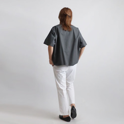 ⁂ラスト１　花ボタン　スタンドカラー　シャツ　ジャケット　カンフー　前開き　グレーH45C 9枚目の画像