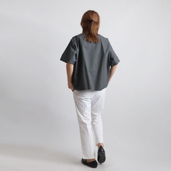 ⁂ラスト１　花ボタン　スタンドカラー　シャツ　ジャケット　カンフー　前開き　グレーH45C 9枚目の画像