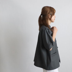 ⁂ラスト１　花ボタン　スタンドカラー　シャツ　ジャケット　カンフー　前開き　グレーH45C 6枚目の画像