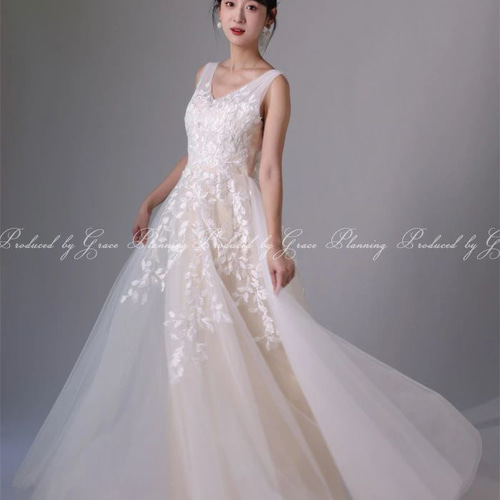 ウェディングドレス 結婚式 前撮り ベージュ ホワイト 背中ファスナー