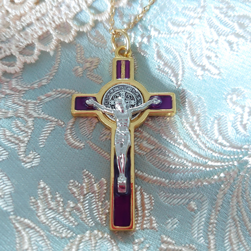 約5.4cm美しい聖ベネディクトの十字架お守りクロスロザリオネックレス