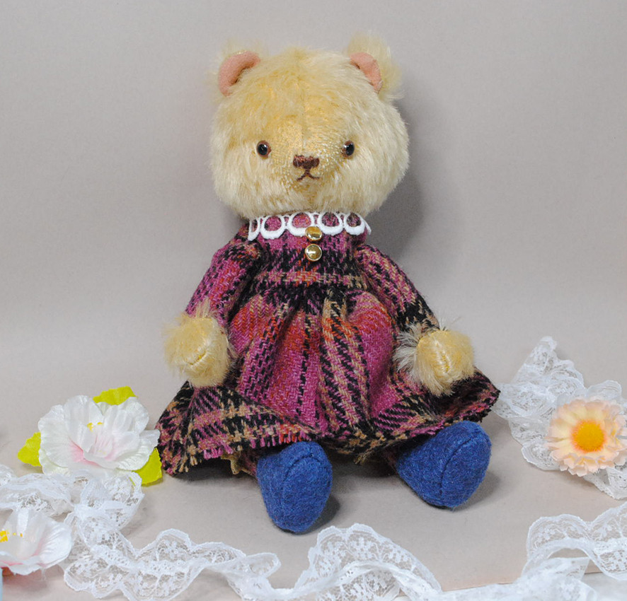 ベア18cm　ウールのワンピースpink