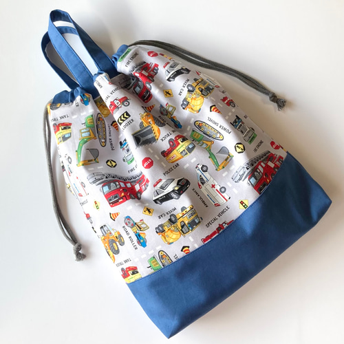 【送料無料】入園入学3点セット/刺繍はたらくくるまと信号機 はたらく車の入園入学3点セット レッスンバッグ+シューズケース+体操服
