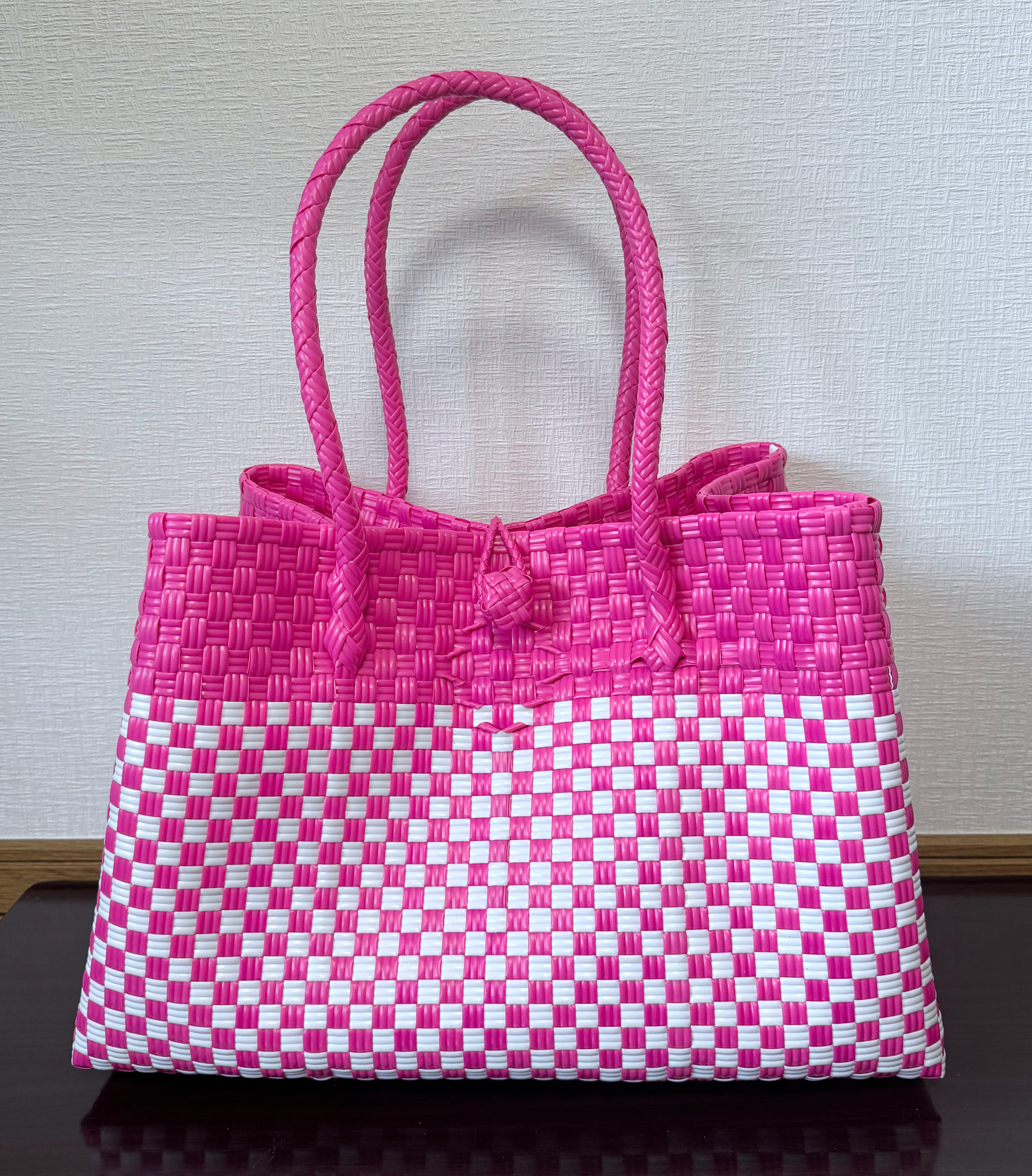 プラカゴ　パサールバッグ　大容量　トートバッグ　マザーズバッグ　メルカドバッグ　XLサイズ　マゼンタカラー