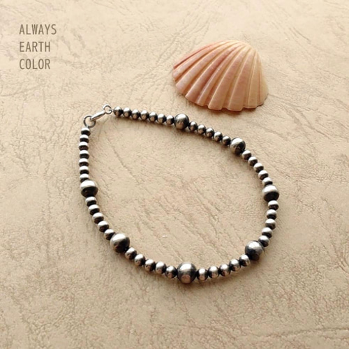 ナバホパールステーションブレスレット☆ネイティブな燻の大人シルバー