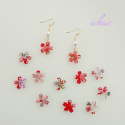 在庫セール☆14kgfフック交換可♪桜×コットンパールの春色ピアス／イヤリング 1枚目の画像