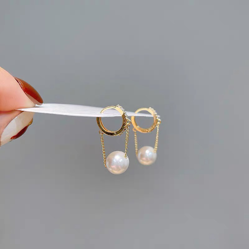 【高級】あこや真珠　ダイヤモンド付きピアスk18