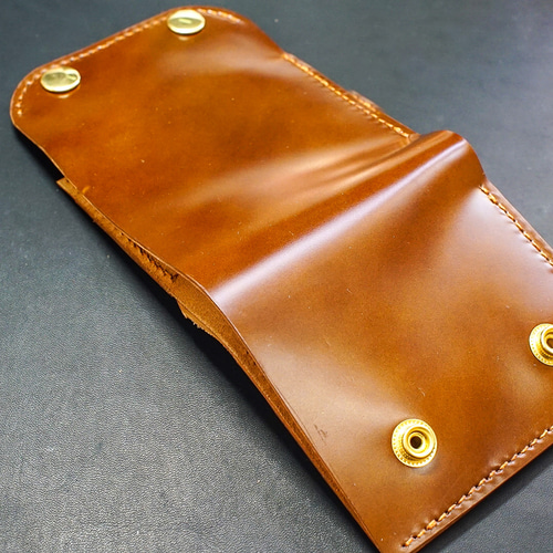 新喜皮革 コードバン コンパクトウォレット 三つ折り財布 ハンドメイド