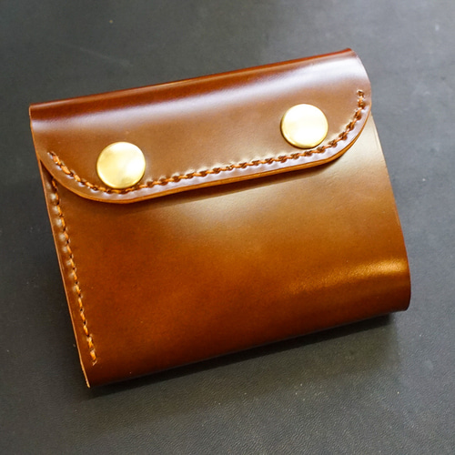 新喜皮革 コードバン コンパクトウォレット 三つ折り財布 ハンドメイド