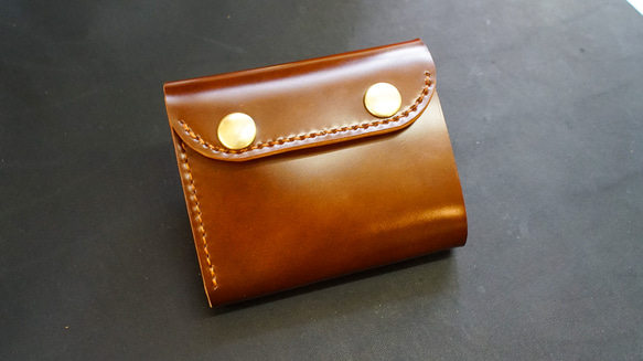 新喜皮革 コードバン コンパクトウォレット 三つ折り財布 ハンドメイド