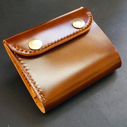 新喜皮革 コードバン コンパクトウォレット 三つ折り財布 ハンドメイド