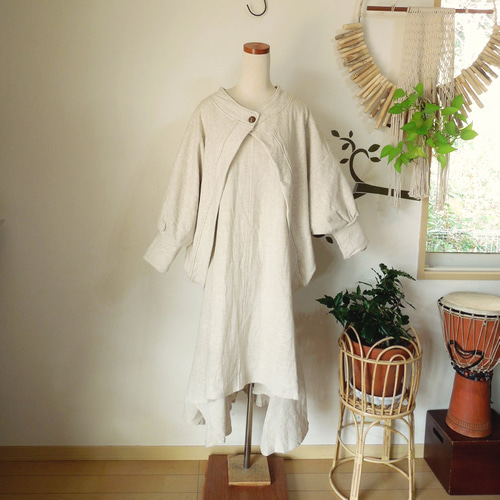 asana はいし HEMP100% フォレスト ロング ワンピース・きなり 