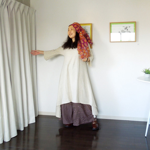 再入荷】asana HEMP100% フォレスト ロング ワンピース・きなり  