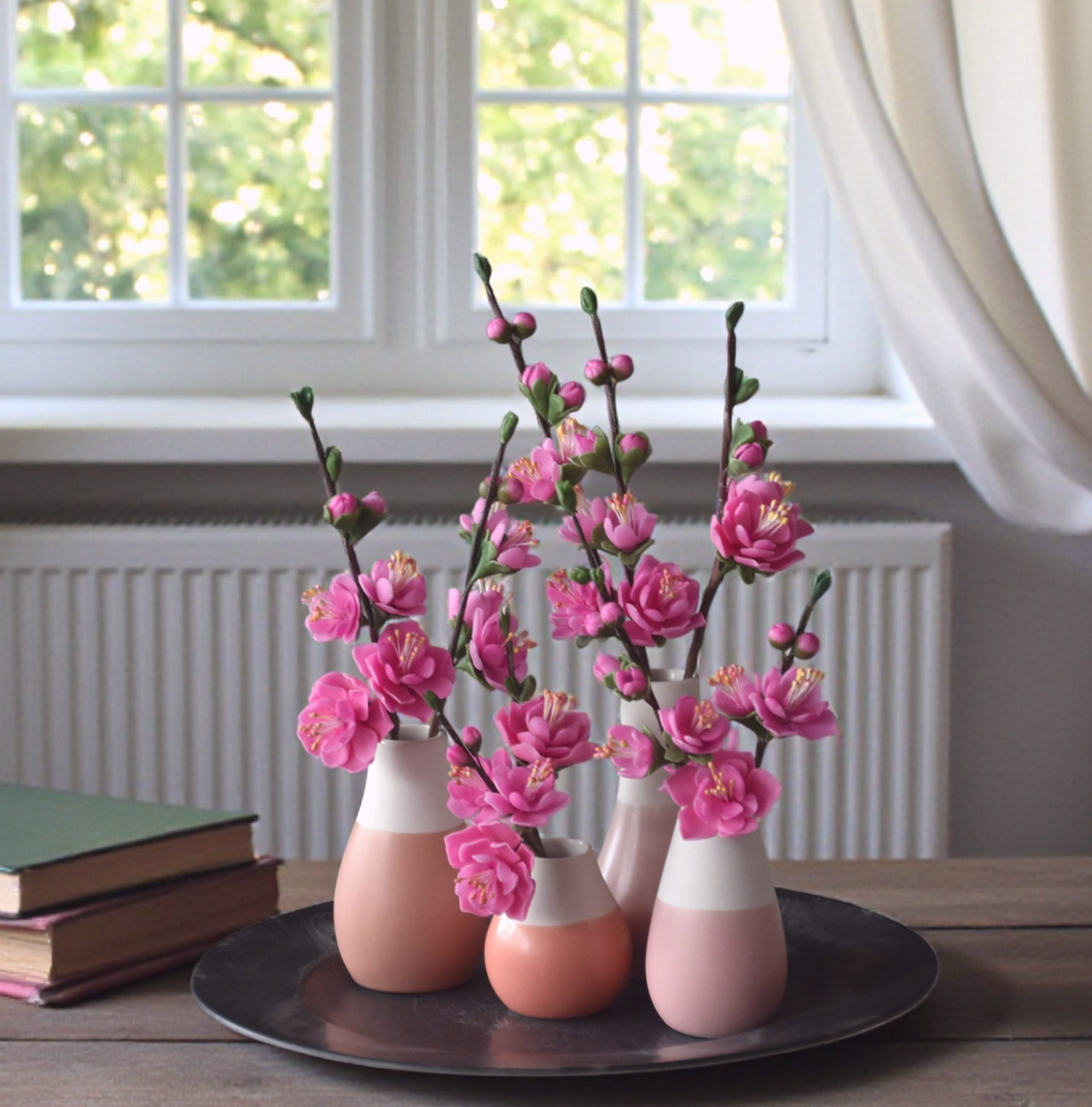 ◆粘土のお花◆　桃　M1139