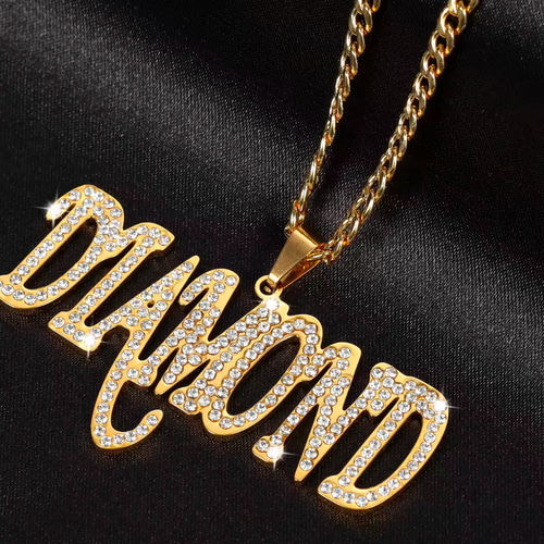 オーダーメイドの名前のジルコニアネックレスステンレス鋼のジュエリー