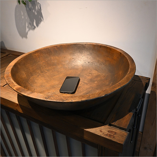 1点物 こね鉢 木製 アンティーク リメイク品 レトロ 無垢材 小物 雑貨