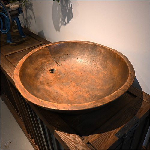 1点物 こね鉢 木製 アンティーク リメイク品 レトロ 無垢材 小物 雑貨