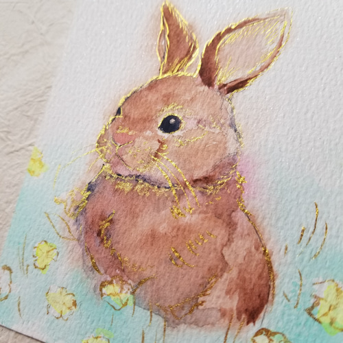 水彩画 原画 時計うさぎ d95188eb7dd791bcf9d8604fad59ba