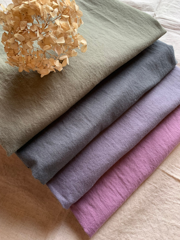 コットンリネンエプロン　フレンチライラック　くすみカラー 6枚目の画像