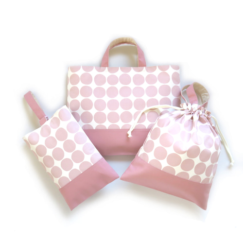 入園入学準備グッズ♡3点セット♡ドットベージュ✖️くすみピンク♡ 入園入学準備グッズ♡3点セット♡ドットベージュ✖️くすみピンク♡