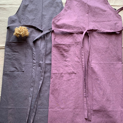 コットンリネンエプロン　ドーヴグレイ　くすみカラー 5枚目の画像