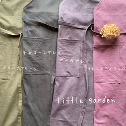 コットンリネンエプロン　ドーヴグレイ　くすみカラー 3枚目の画像