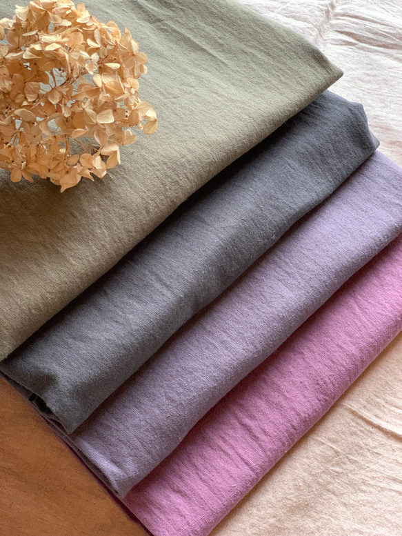 コットンリネンエプロン　ドーヴグレイ　くすみカラー 6枚目の画像