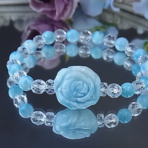 大きな薔薇ラリマー×美ラリマー ドミニカ産 美しい豪華な 花を 大きな薔薇ラリマー×美ラリマー ドミニカ産 美しい豪華な 花を