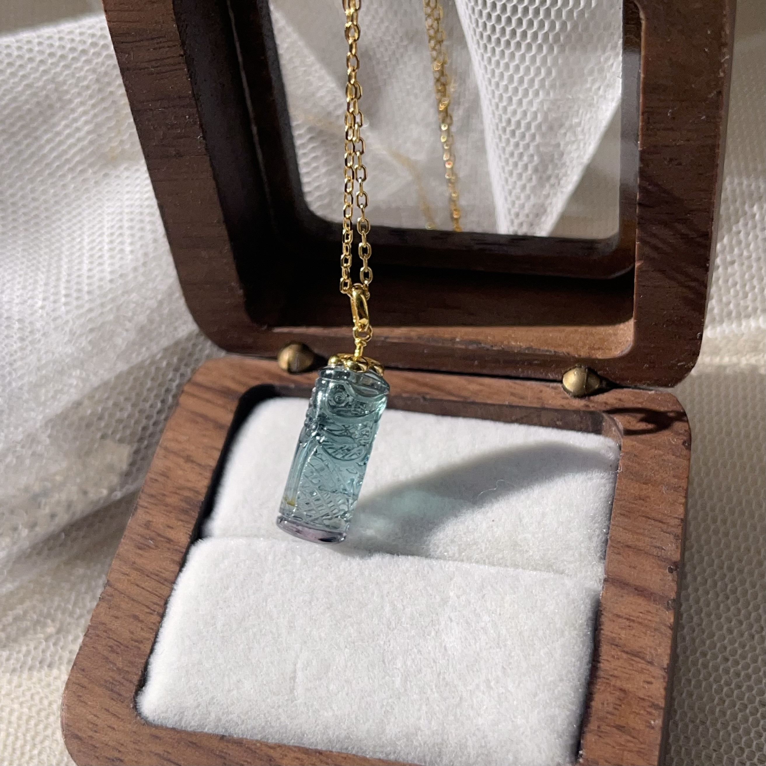 天然無処理　トルマリン   ウォーターメロン　ドラゴン彫り　ペンダント　k18