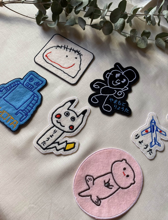 子どもの絵刺繍【ワッペン】似顔絵刺繍 シールワッペン 敬老の日 入園