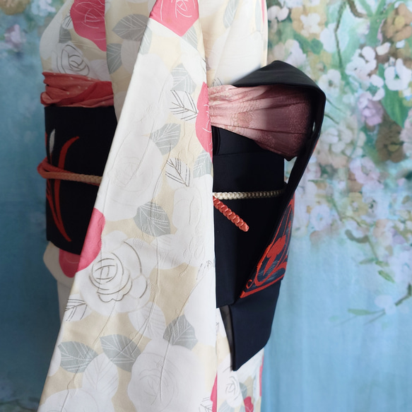 ob136 フック付き 二部式作り帯  一重太鼓結び  名古屋帯 オリジナル説明書 5枚目の画像