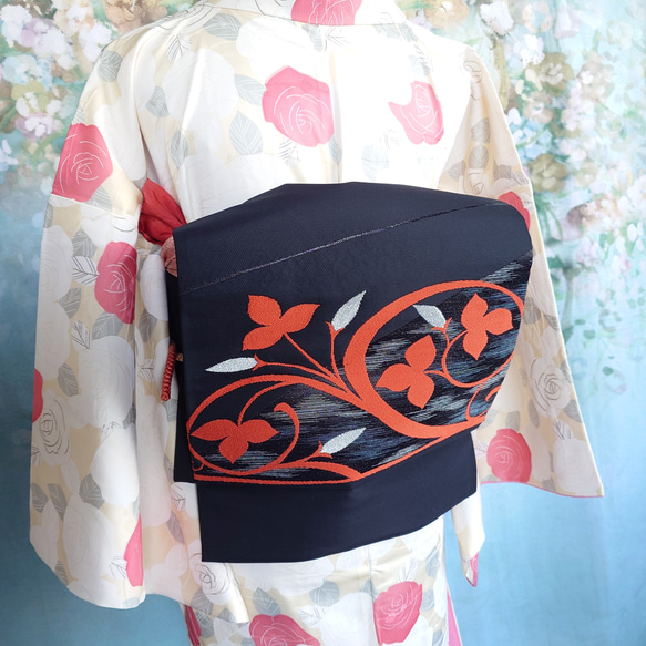 ob136 フック付き 二部式作り帯  一重太鼓結び  名古屋帯 オリジナル説明書 3枚目の画像