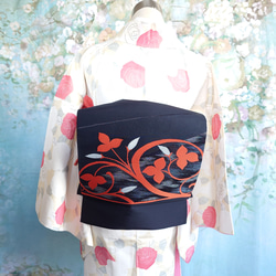 ob136 フック付き 二部式作り帯  一重太鼓結び  名古屋帯 オリジナル説明書 2枚目の画像