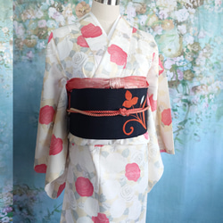 ob136 フック付き 二部式作り帯  一重太鼓結び  名古屋帯 オリジナル説明書 4枚目の画像