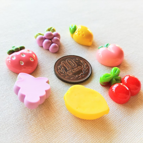 15～20mm　フルーツのデコパーツ　５種類×３　１５個　P981 12枚目の画像