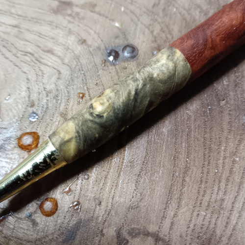 木軸シャーペン0.5㎜バックアイバール＆花梨瘤　蜜蝋クリーム仕上げ 木軸シャーペン0.5㎜バックアイバール＆花梨瘤 蜜蝋クリーム仕上げ