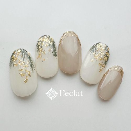 ニュアンスミモザ 金箔 春ネイル 春 花 フラワーネイル 誕生花 ネイル