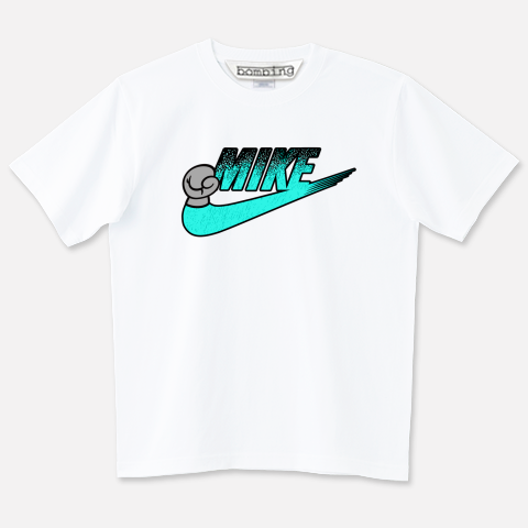 MIKE ブルースラッシュ シルバーグローブ　カットソーTシャツ　ホワイトボディ【 インクジェット 】ヘビー級のロゴ